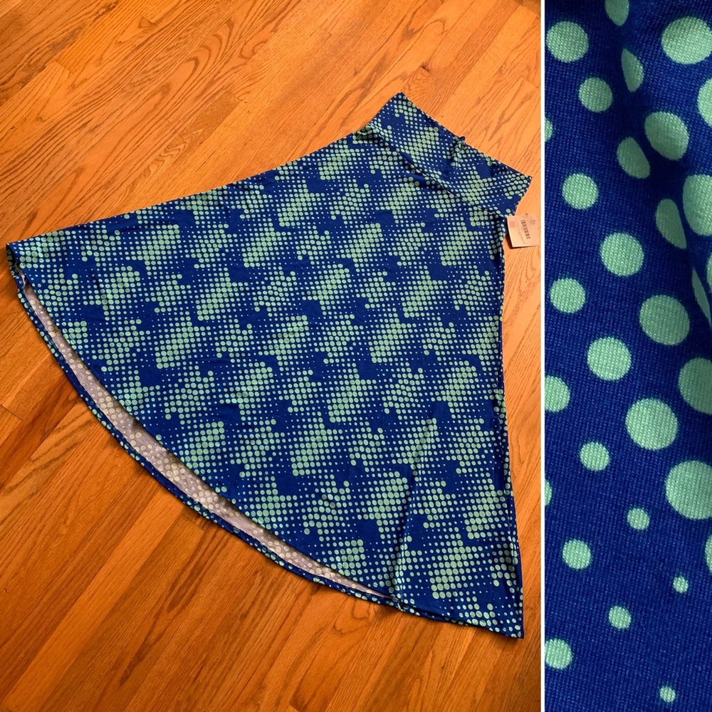 Awesome Royal Blue / Aqua Maxi Skirt L NWT